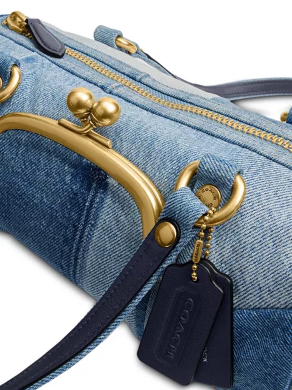 NWT Coach Denim Kisslock Barrel 28 Shoulder Bag - Picture 2 of 5